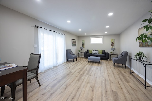 living room featuring light wood-type flooring