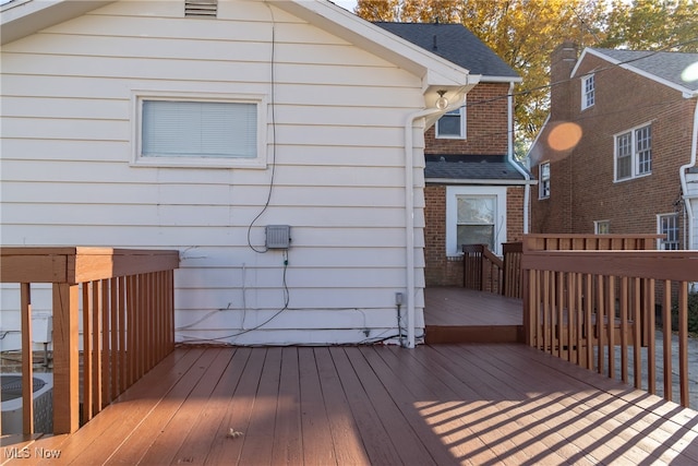 wooden deck featuring central AC