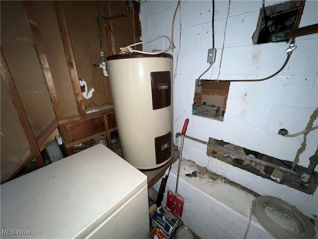 utility room with electric water heater