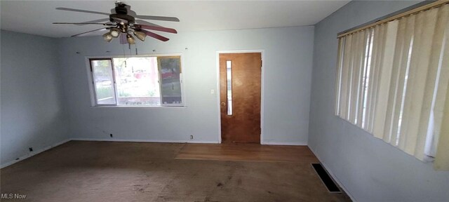 6816 Rathbun Ave, Cleveland, OH 44105 - unfurnished room featuring a ceiling fan, baseboards, and visible vents