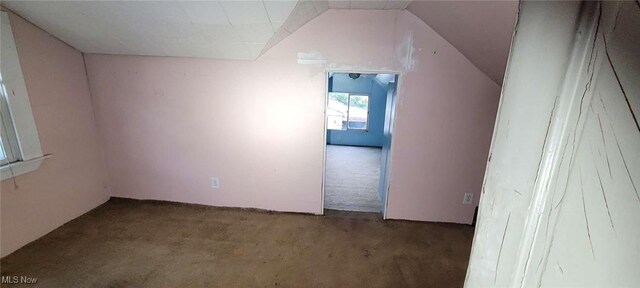 6816 Rathbun Ave, Cleveland, OH 44105 - additional living space with carpet floors and vaulted ceiling