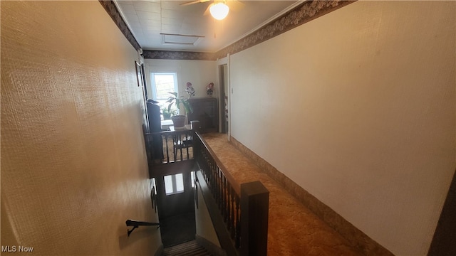 hallway with crown molding