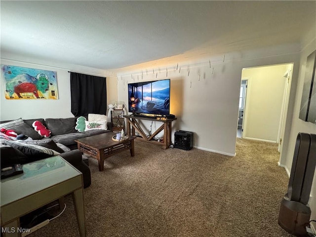 living room with carpet floors