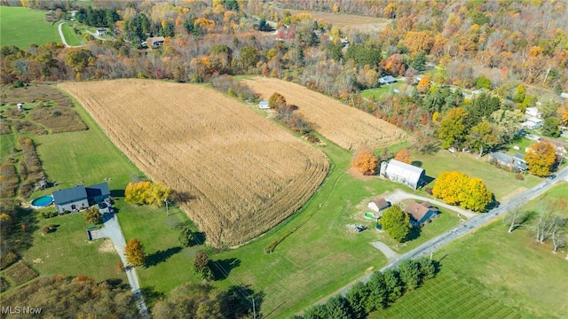 aerial view featuring a rural view