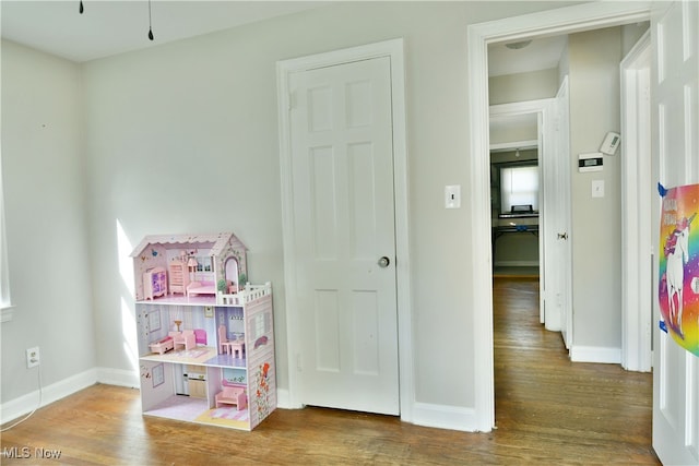 rec room featuring hardwood / wood-style floors