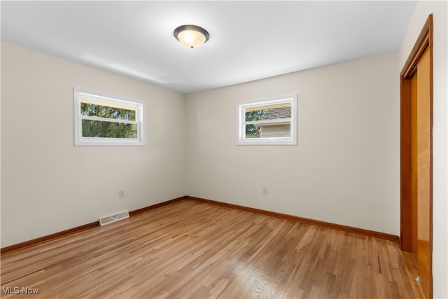 empty room with a wealth of natural light and light wood-type flooring