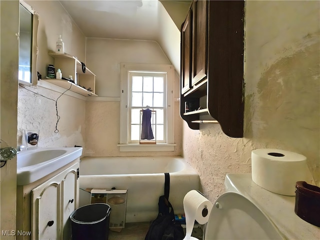 bathroom with vanity and a bathtub