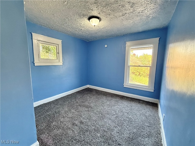 carpeted spare room featuring a textured ceiling