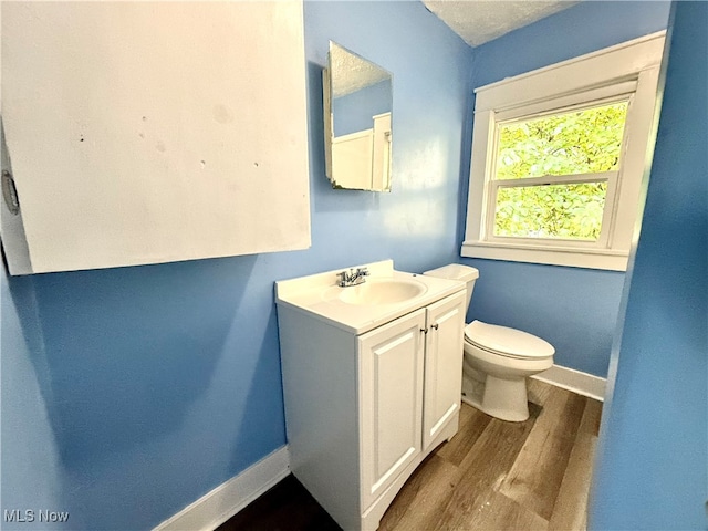 bathroom featuring vanity, toilet, and wood-type flooring