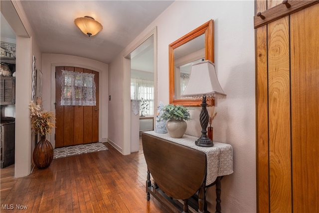 entrance foyer with dark hardwood / wood-style flooring