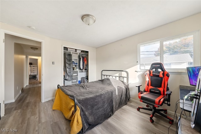 bedroom featuring a closet and wood-type flooring