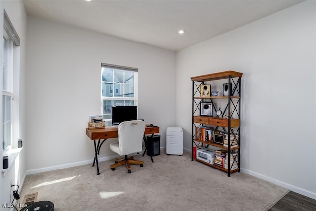 view of carpeted office