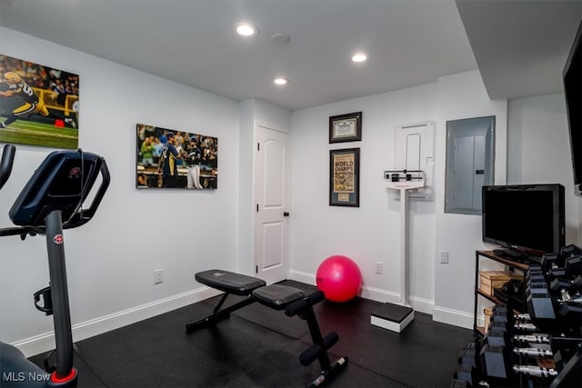 exercise room with electric panel