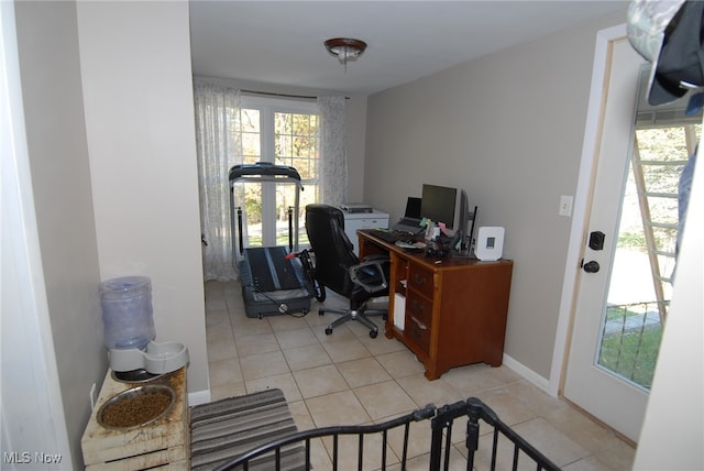 office space featuring light tile patterned flooring