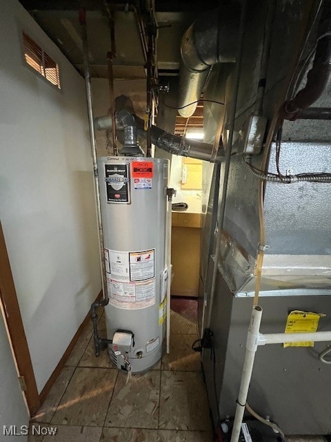 utility room with water heater