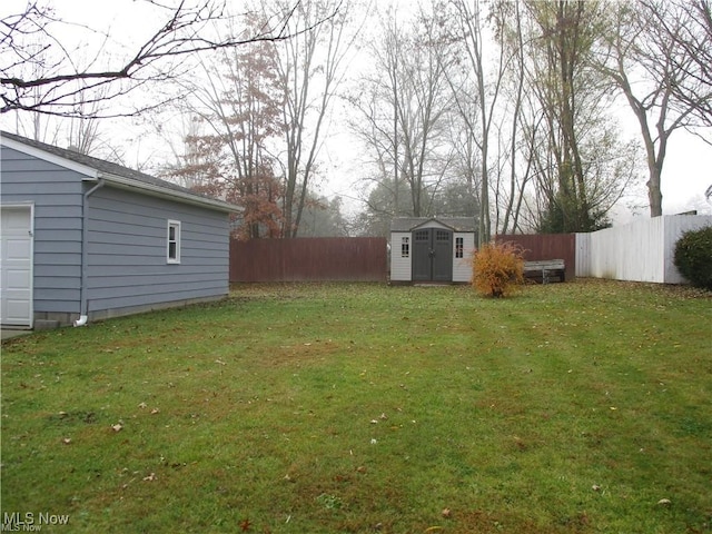 view of yard with a shed