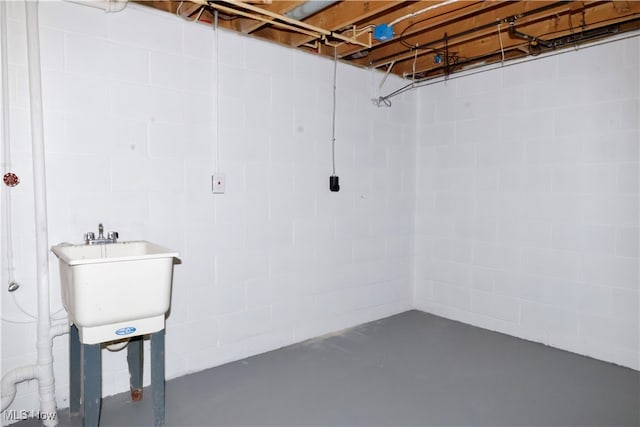 basement with sink