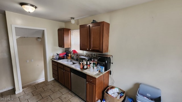 kitchen with sink and stainless steel dishwasher