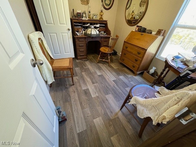 living area featuring dark hardwood / wood-style floors