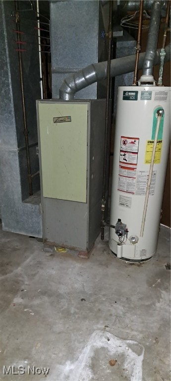 utility room with gas water heater