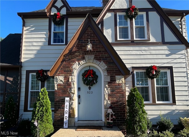 view of tudor-style house