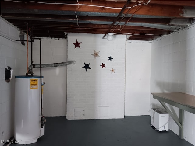 basement with gas water heater