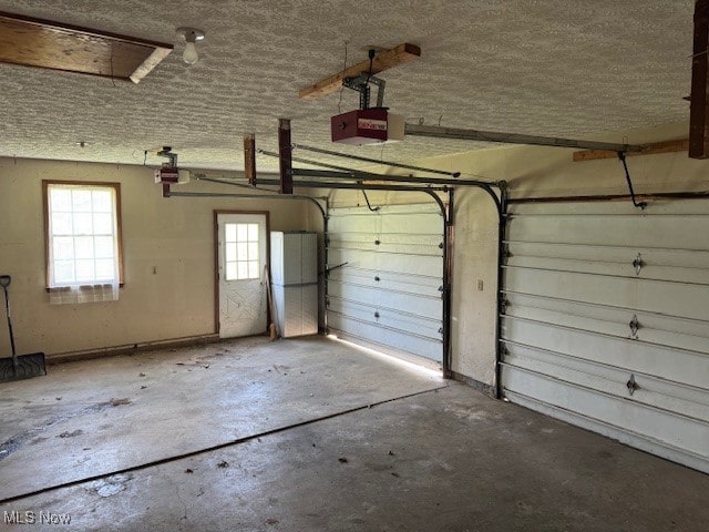 garage with a garage door opener