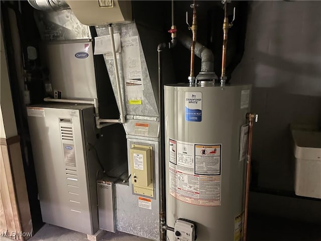 utility room with water heater