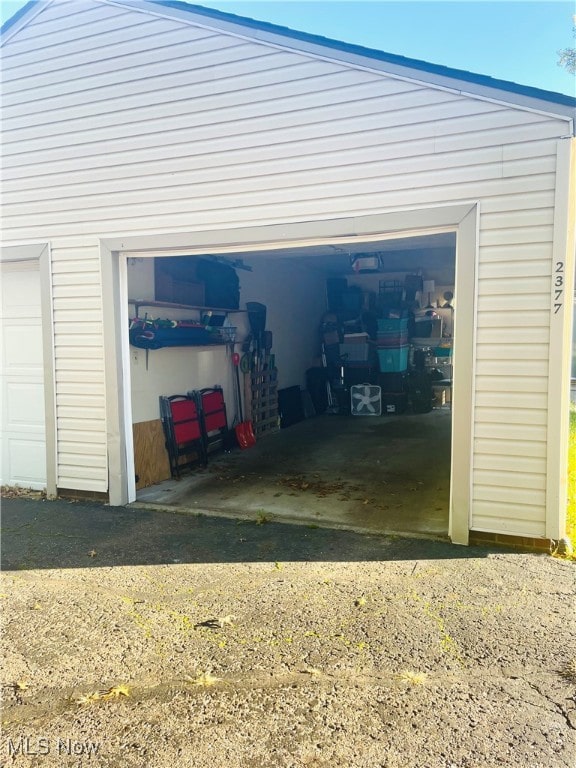 view of garage