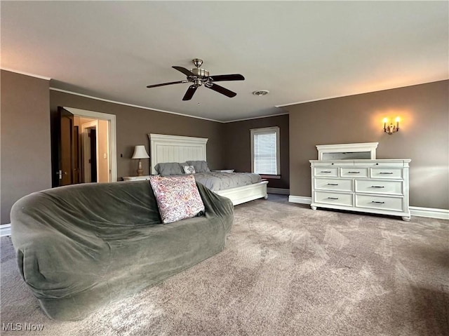 bedroom with carpet and ceiling fan