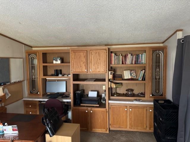 9793 Ziegler Rd, Hanoverton, OH 44423 - office area featuring crown molding and a textured ceiling