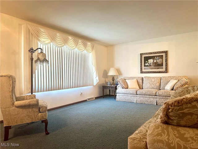 living room with carpet floors