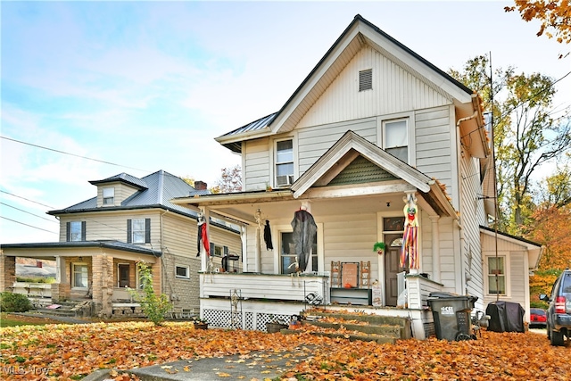 view of front facade featuring covered porch