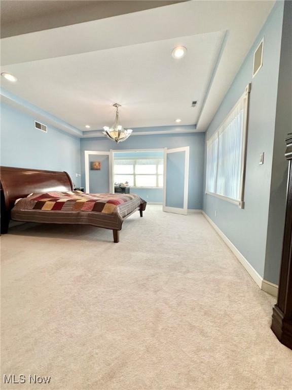 282 Orlando Mnr, Wintersville, OH 43953 - carpeted bedroom with baseboards, a chandelier, and recessed lighting