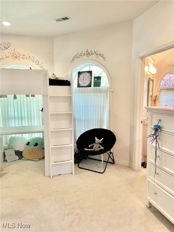 living area with carpet floors