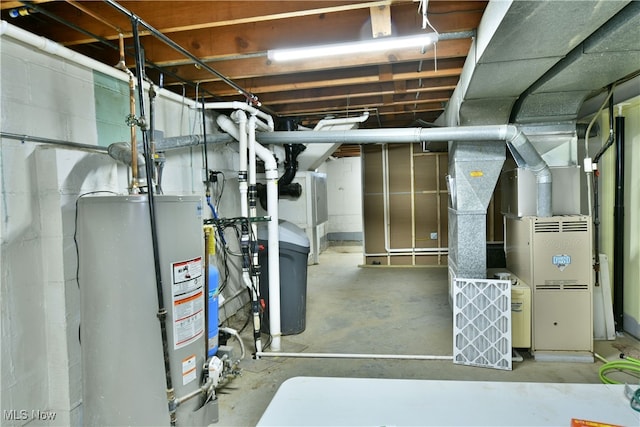 utility room featuring gas water heater