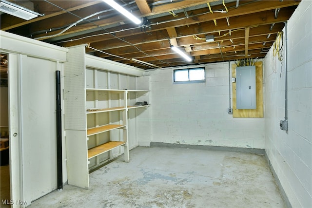 basement with electric panel