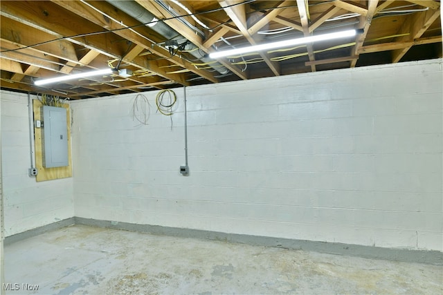 basement with electric panel