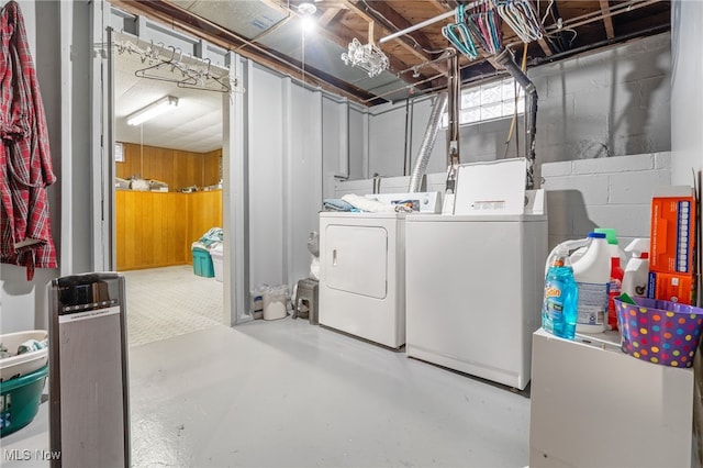 basement with separate washer and dryer