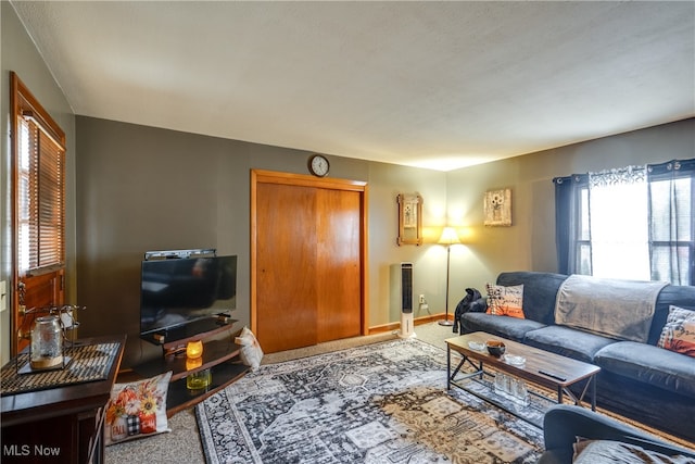 living room with carpet flooring