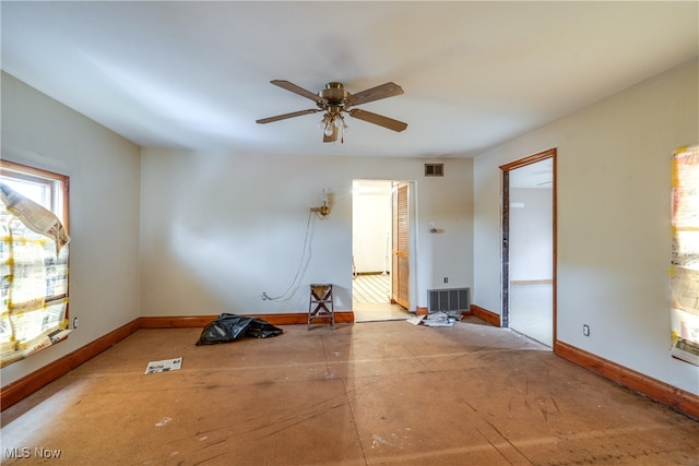 unfurnished room featuring ceiling fan