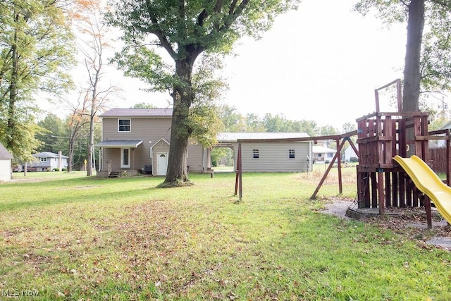 view of yard with a playground