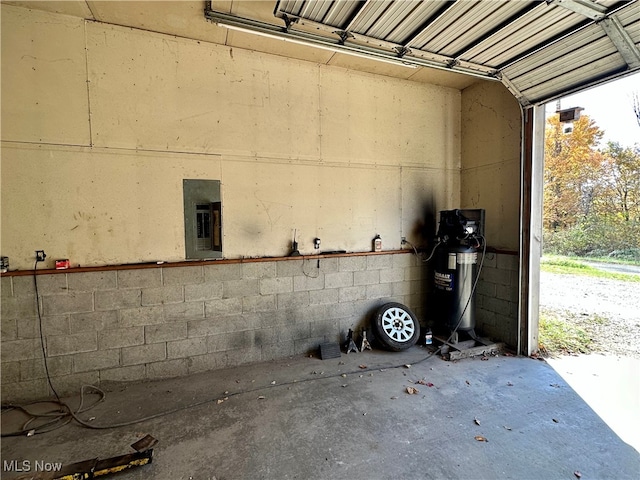 garage with electric panel