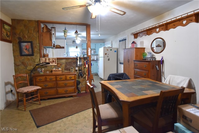 view of carpeted dining room