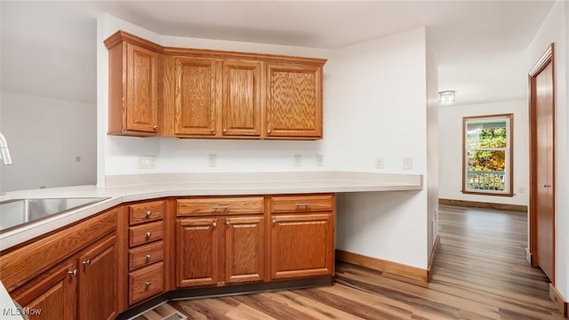 kitchen featuring light hardwood / wood-style flooring and sink