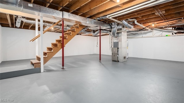 basement with heating unit