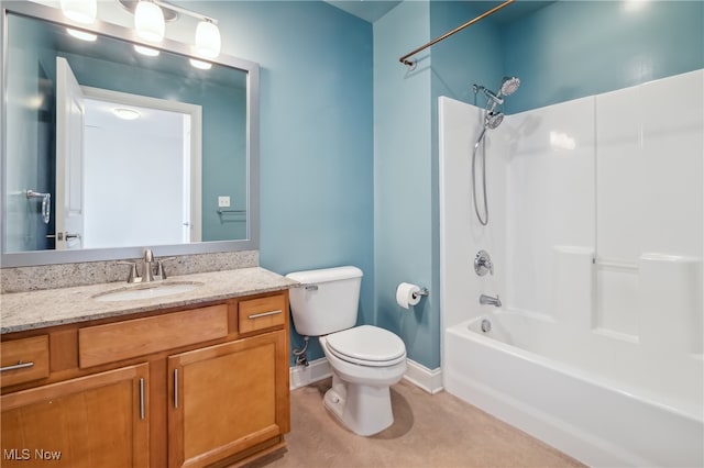 full bathroom with vanity, toilet, and shower / tub combination