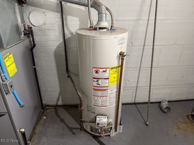 utilities featuring water heater and heating unit