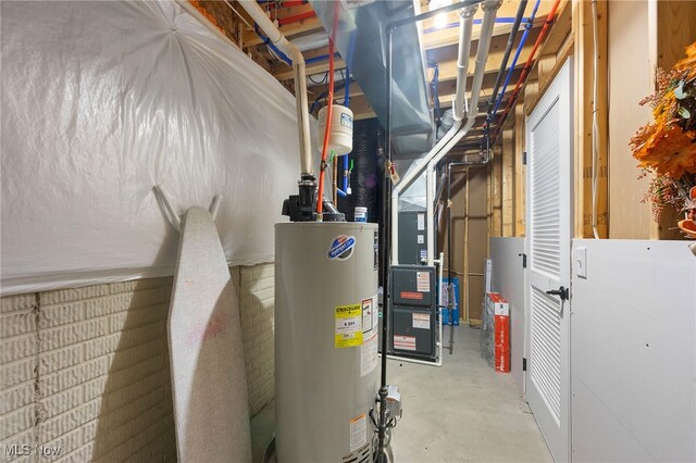 utilities with heating unit and gas water heater