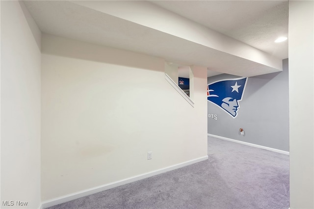 basement featuring carpet floors